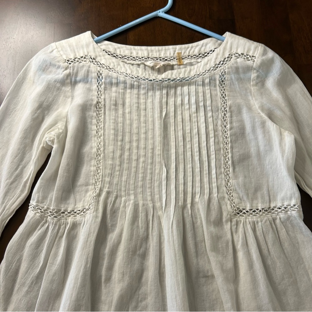 Rebecca Taylor white pintuck lace detailed shirt size 4 - Picture 4 of 15